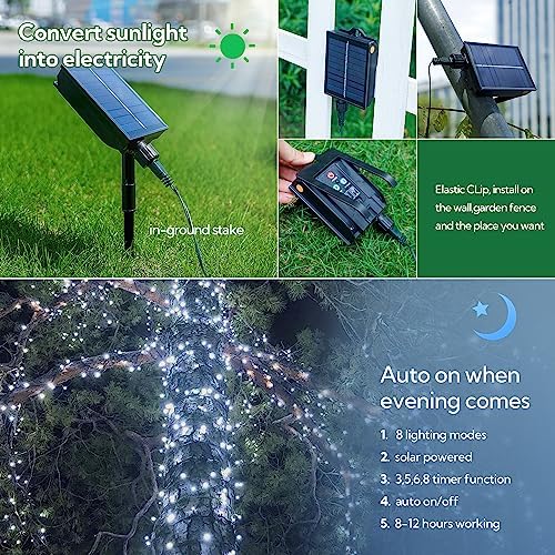 woohaha Solar Christmas Outdoor String Lights White - Image 2