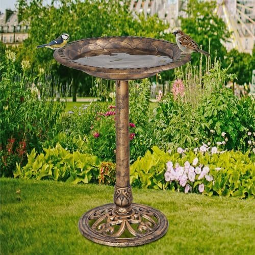 ZENY Outdoor Garden Bird Bath 28Inch Weather Resistant Polyresin Birdbath, Bronze - Image 7