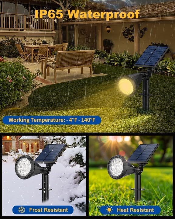 Solar Spot Lights Outdoor, 8 Pack Outdoor Solar Lights for Yard, 4 Lighting Mode Solar Landscape Spotlights with Auto On/Off, 2-in-1 Waterproof Wall Lights for Garden, Walkway (Warm White) - Image 5
