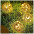 Honoson 4.7 Inch Solar Globe Lights Outdoor - Waterproof Cracked Glass Balls for Lawn Patio Yard Backyard Decorations, Warm Yellow Solar LED Lights with Easy Installation,Durable Design (4 Pcs) by Honoson