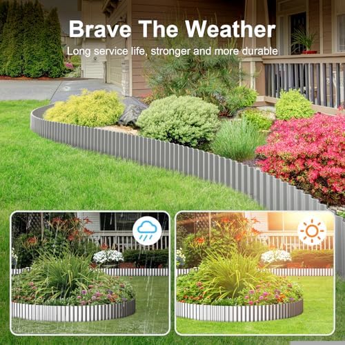 Land Guard Corrugated Garden Edging Border, 12" × 25' Landscape Paver Edging, Tall Landscape Edging, Fence for Garden, Flower Bed, Lawn and Landscape Edging (Silver) - Image 5