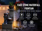 Freestanding Outdoor Water Fountain with Planter, Tiered Resin Design - Image 2