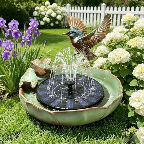Bird Bath Bowl with Solar Fountain for Outdoors, 9.4" Ground Table Top Birdbath with Solar Powered Pump, Weather Resistant Hummingbird Water Feature for Garden Patio Deck Balcony Lawn Yard Home - Image 6