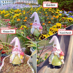Qukueoy Garden Gnomes Statues Outdoor Decor, Outside Solar Garden Decorations for Yard, Funny Gnome Gifts (Pink Girl) - Image 7