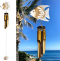 Tropical Fish Windchime – Bamboo & Wood Hanging Outdoor Garden Décor – Relaxing Calming Deep Tones by TopBrass