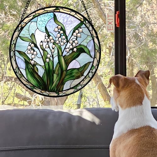 Stained Glass Window Hanging Lily of The Valley Gift for Women 9.8" - Image 2
