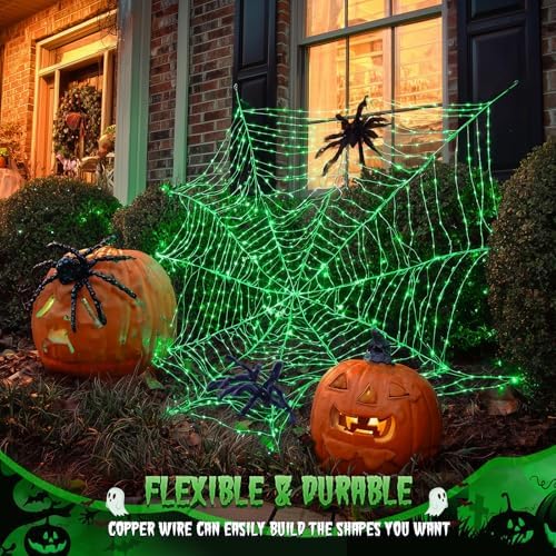 JMEXSUSS 4 Pack Solar Fairy Lights, 100 LED 33FT Green Halloween Lights - Image 3