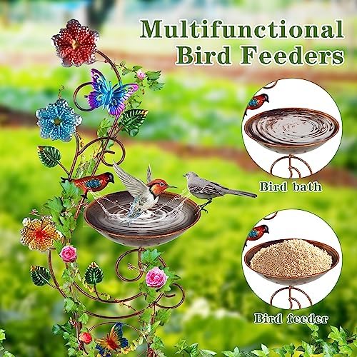 YADOOLIFE 57” Bird Bath with Garden Trellis for Climbing Plants Outdoor, Small Decorative Trellises Metal Birdbath Bird Baths, 1 Piece (Butterfly) - Image 4