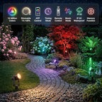 Smart Low Voltage Landscape Lights, Bluetooth Landscape Lighting, RGB Warm White LED Spotlights APP Control, 24V Outdoor Yard Spot Lights with Spike Stand, Waterproof Garden Light Music Sync - Image 2