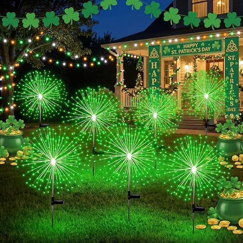 Tujoe 6 Pcs Halloween Solar Firework Stake Lights 180 LED 8 Modes by Tujoe