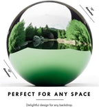 12 Inch Stainless Steel Gazing Globe,v2croft Hollow Ball Mirrored Surface Polished Shiny Sphere,Garden Stainless Steel Gazing Ball for Outdoor Lawn Pond Yard Ornament(Green) - Image 2