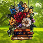 Floral Books Stack Acrylic Suncatcher - Image 3