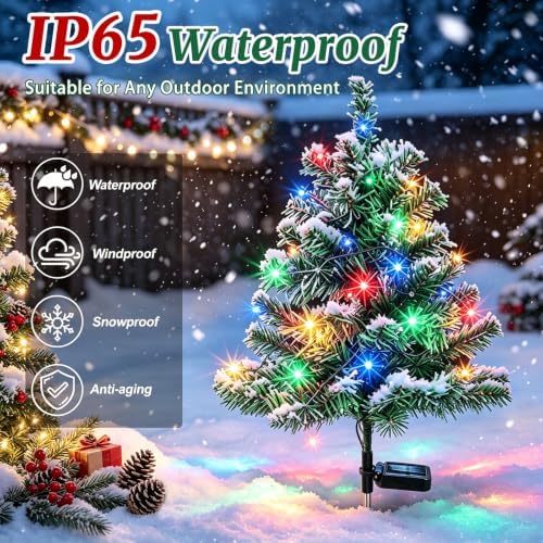 MRHEPHAESTUS Solar Christmas Decorations, 2 Pack Solar Christmas Tree Lights for Outdoor Xmas Yard Garden Decor - Image 4