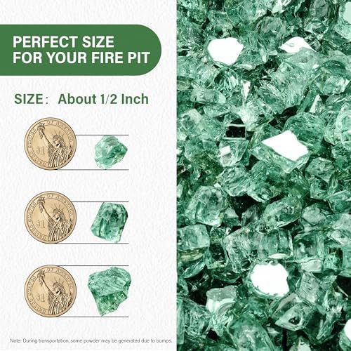 NUPICK 10 Pound Fire Glass, 1/2 Inch Reflective Fire Pit Glass - Image 2