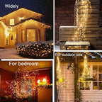 VOOKRY 2 Pack Battery Operated Fairy Lights with Timer, Waterproof Waterfall Flash Lights 8 Modes 10 Strands 200 LEDs Hanging Vine String Lights with Remote for Outdoor DIY Watering Can Lights - Image 2