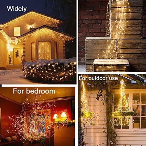 VOOKRY 2 Pack Battery Operated Fairy Lights with Timer, Waterproof Waterfall Flash Lights 8 Modes 10 Strands 200 LEDs Hanging Vine String Lights with Remote for Outdoor DIY Watering Can Lights - Image 2