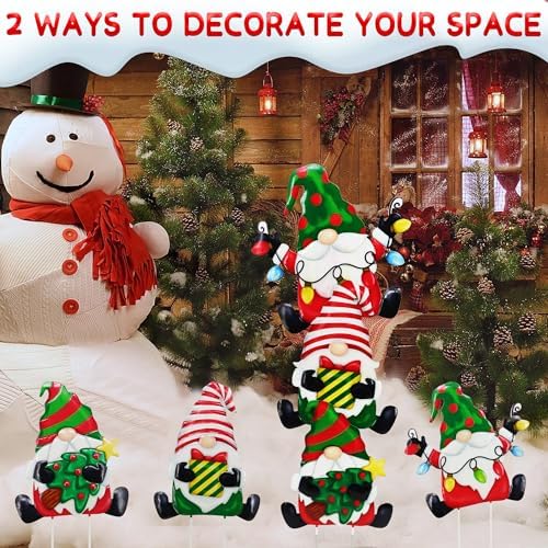 3 Pack Metal Christmas Yard Signs Decor for Multiple Stacked, Christmas Yard Stakes with Gnomes Fall Yard Decor for Outside Garden Yard Lawn Porch - Image 2