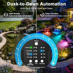 LED Pond Lights RGBWW, Underwater Pond Lights with 12V Timer Transformer, 6 Head Outdoor IP68 Waterproof Submersible Fountain Lights, Remote Control & Photocell Sensor for Pond, Waterfall, Garden - Image 3