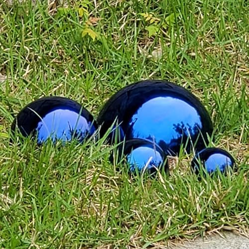 6Pcs Hemisphere Gazing Ball, Stainless Steel Mirror Polished Hollow Half Balls, Seamless Gazing Hemisphere Hollow Floating Reflective Hemisphere for Home Pond Outdoor Wall Decor (Blue) - Image 4