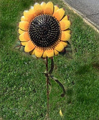E-view Metal Sunflower Garden Stakes - Spring Outdoor Decorative Plant Flower Stake - Lawn & Yard Ornaments 48" Tall - Image 2