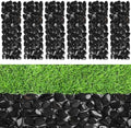 River Rock Stepping Stones Outdoor for Garden Walkway, 6 Pcs 12" L x 4" W Rectangle Shape Paver Step Stones Polished Pebble River Stone Mat for Yard Lawn Patio Pathway Walk Way - Black by dojobkinb