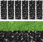 River Rock Stepping Stones Outdoor for Garden Walkway, 6 Pcs 12" L x 4" W Rectangle Shape Paver Step Stones Polished Pebble River Stone Mat for Yard Lawn Patio Pathway Walk Way - Black by dojobkinb