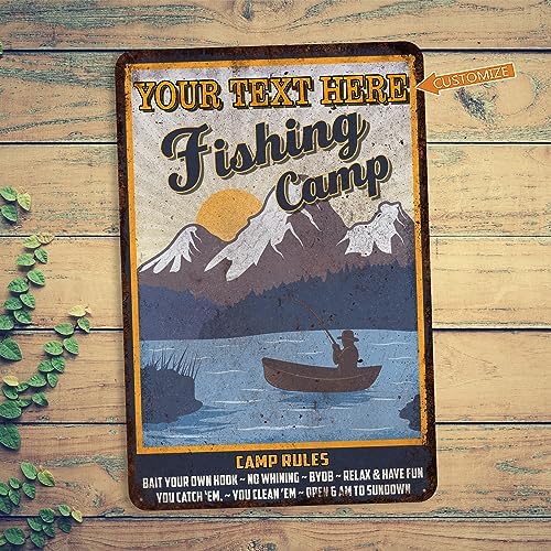 Personalized Fishing Sign Fishing Camp Lake House Décor Custom Fishing Décor Boys Room Rustic Cabin Décor Man Cave Funny Fishing Décor 108122002067 - Image 4