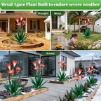 TOMBABY 32.28 Inch Metal Agave Plant Outdoor Decoration Lily Mexican Yard Art Garden Gift Home Decor Hand Painted Metal Agave Garden Yard Statue (2pc, Green) - Image 6