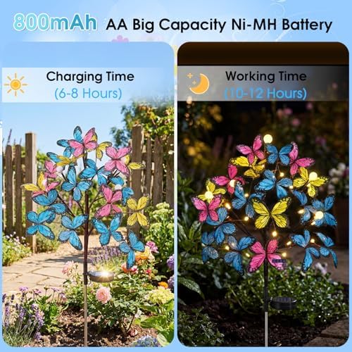 Butterfly Solar Lights Garden Stakes for Outside Cemetery Grave Decorations - Image 2