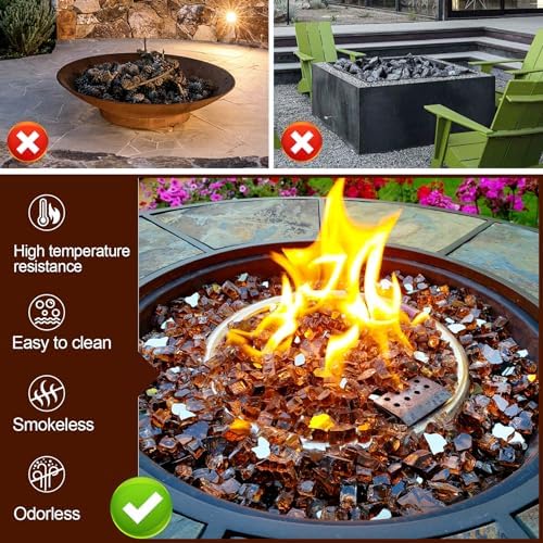 GasSaf 1/2 Inch Amber Fire Glass Reflective Tempered Fireglass, 20 Pound - Image 4