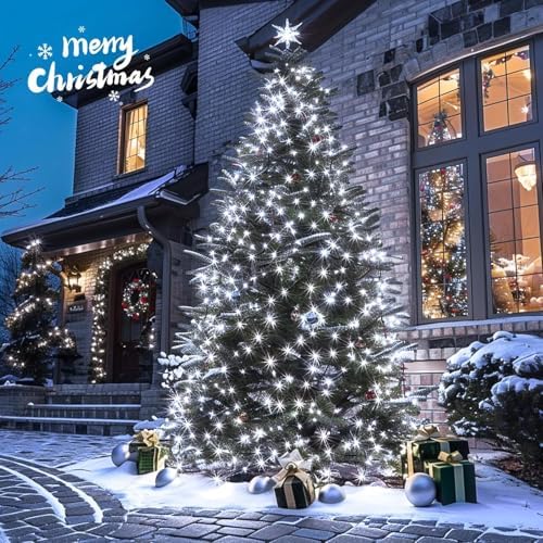 JMEXSUSS 600 LED Solar Christmas Lights, 206.7ft Solar String Lights, White - Image 5