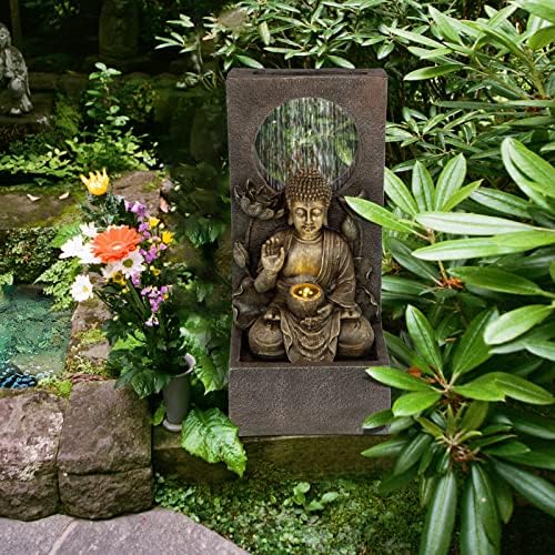Ferrisland LED 27.6" H Buddha Statue Outdoor Water Fountain, Zen‑Style - Image 2