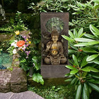 Ferrisland LED 27.6" H Buddha Statue Outdoor Water Fountain, Zen‑Style - Image 2