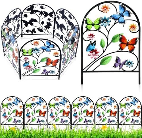 Yaocom 12 Pack Butterfly Garden Fence 16.5" H x 11.8" W Metal Stake by Yaocom