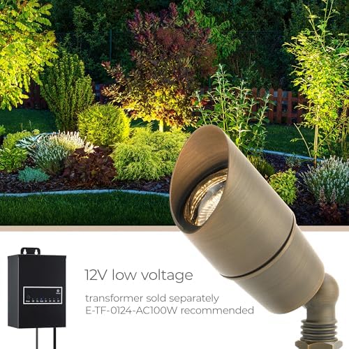 Amped Landscape Lighting 12V Accent Spot Light with MR16 Socket in Aged Brass Solid Copper Enhanced Protection for Coastal Environments - Image 3