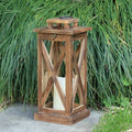 Rustic Farmhouse Wooden Candle Lantern,17'' H Lanterns Decorative Indoor&Outdoor, Patio Decor, Hanging Lantern Holder Decor for Indoor Outdoor, Home, Garden, Wedding by DECORKEY