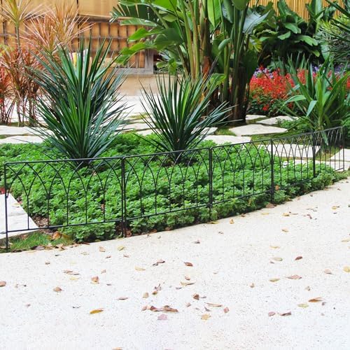 5 Pack Decorative Fence Metal Garden Fence 16in x 7.5ft Panel Set Animal Barrier Border Edging - Image 2