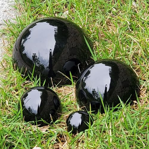 6Pcs Hemisphere Gazing Ball, Stainless Steel Mirror Polished Hollow Half Balls, Seamless Gazing Hemisphere Hollow Floating Reflective Hemisphere for Home Pond Outdoor Wall Decor (Black) - Image 5