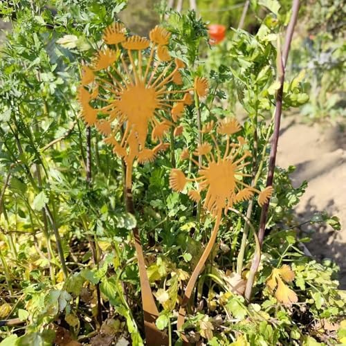 2pcs Rustic Metal Garden Decor Set - Vintage Floral & Bird Outdoor Art for Flower Pots, Beds, Lawn and Villa Decoration, Weather-Resistant Iron Stake for Patio & Yard - Image 4