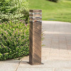 Outdoor Square Pathway Light, Modern Waterproof LED Bollard Light Fixture with Acrylic Shade, Die-cast Aluminum Pedestal Garden Lamp for Driveway, Yard, Lawn, Walkway, Patio Deck Decoration by Unknown