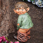 Bits and Pieces - Caught with His Pants Down Garden Statue - Naughty Gnome Yard Art, Funny Elf - Polyresin Statue Measures 13-1/2" High x 5" Wide - Image 2
