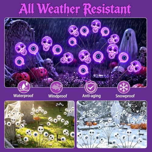4 Pack Halloween Decorations Outdoor Solar Scary Eyeball Lights (Purple) - Image 4