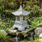 11.8 Inch Resin Zen Garden Statue Light, Solar Asian Pagoda Lantern Outdoor, LED Decorative Pathway Light for Patio Yard Lawn, Ideal for Oriental Garden Decor, Meditation Decor, Housewarming Gift - Image 3