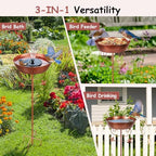 Bird Bath with Solar Fountain Freestanding Birdbaths for Outdoor, Bronze - Image 4