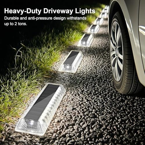 Lacasa Solar Driveway Lights 12 Pack,White LED Outdoor Deck Dock Lights - Image 5