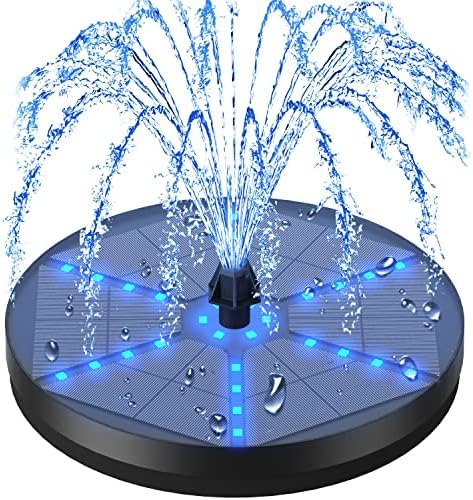 Solar Bird Bath Fountains Upgraded, 4W Solar Powered Water Fountain Pump with 4000 Battery, 7 Nozzles & 4 Fixers, Colorful LED Lights for Garden, Pond, Swimming Pool, Fish Tank, and Outdoor by GAIZERLSolarBirdBathFountain