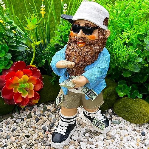 Mood Lab Garden Gnome - Lucky Rich Gnome Statue - 9.25 Inch Tall Lawn Figurine - for Outdoor or House Decor - Image 3