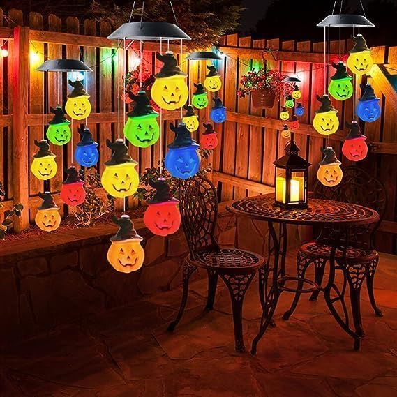 Hummingbird Solar Wind Chimes for Outside - Color Changing LED Outdoor Solar Lights Waterproof Windchimes, Home Garden Patio Yard Porch Decoration (Pumpkin) - Image 2