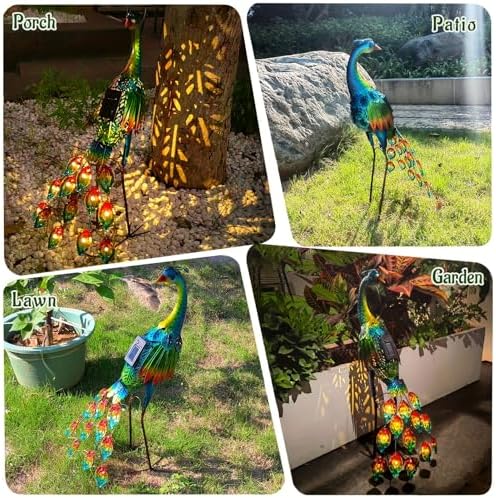 Vibrant Metal Peacock Statue - Outdoor Garden Decor, Sculpture & Yard Art - Durable, Weather-Resistant, Christmas Idea for Backyard, Lawn, Patio - Image 3