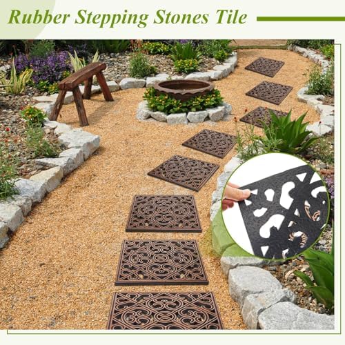 Pangda 8 Pcs Rubber Stepping Stones Outdoor, Copper, Cross - Image 3